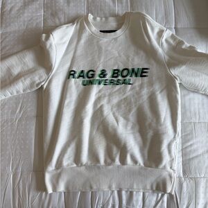 rag & bone White Crewneck with Green Accent Logo
